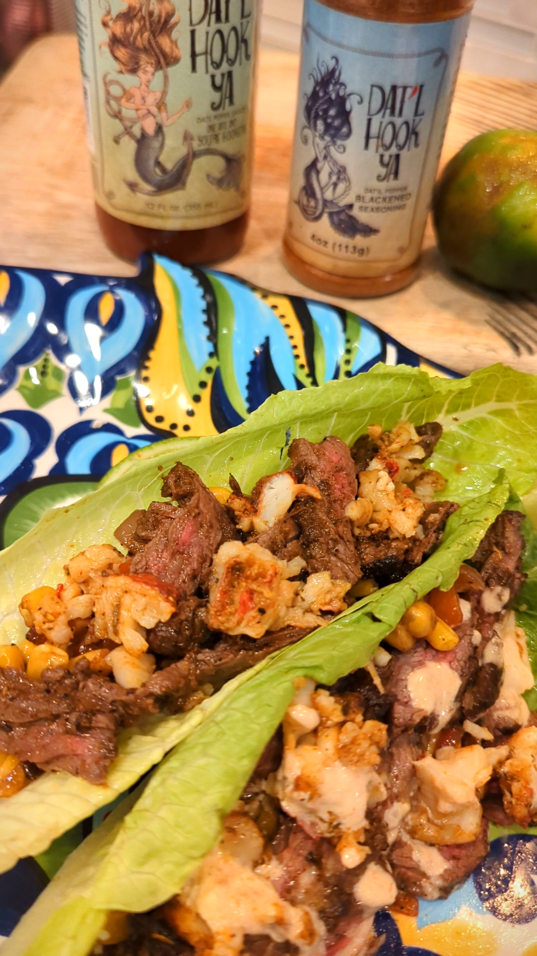 Dat’l Hook Ya Surf & Turf Mexican Street Corn Romaine Taco