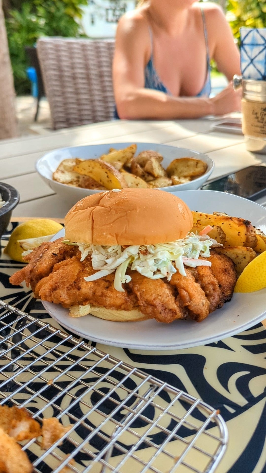 Beer Battered Fish Sandwich with a Coleslaw Remoulade