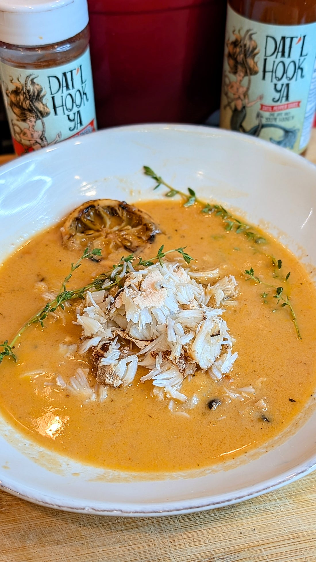 Dat'l Hook Ya Grilled Stone Crab Bisque