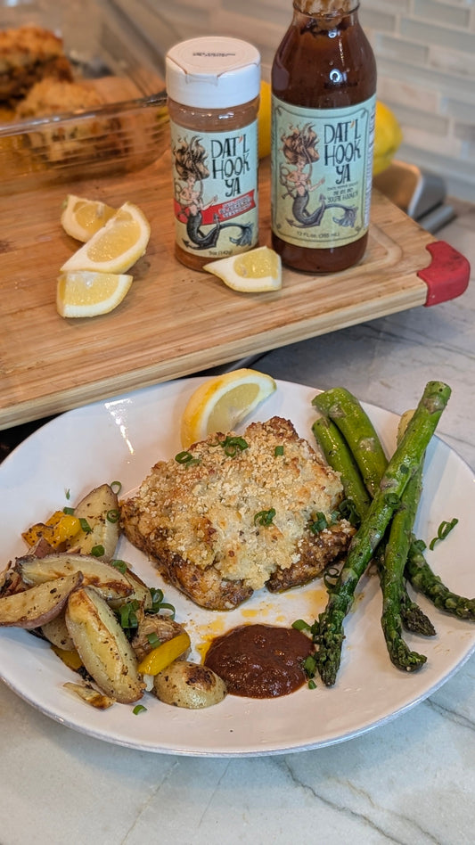 Dat’l Hook Ya Parmesan Garlic Lemon Crusted Fish with Roasted Potatoes- Version 2