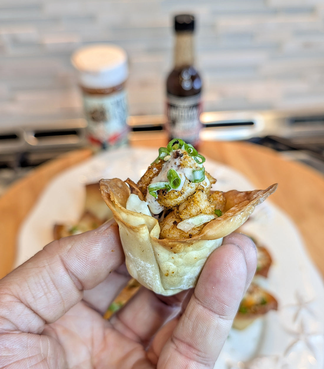 Dat'l Hook Ya Blackened Shrimp Bang Bang Wonton Cups