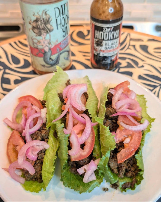 Dat'l Hook Ya Blackend Beef Lettuce Wraps with Pickled Shallots