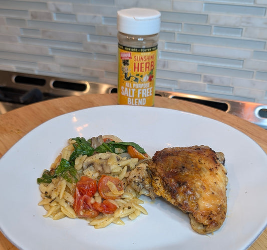 Hook Ya One-Pan Sunshine Herb Chicken & Orzo Bake