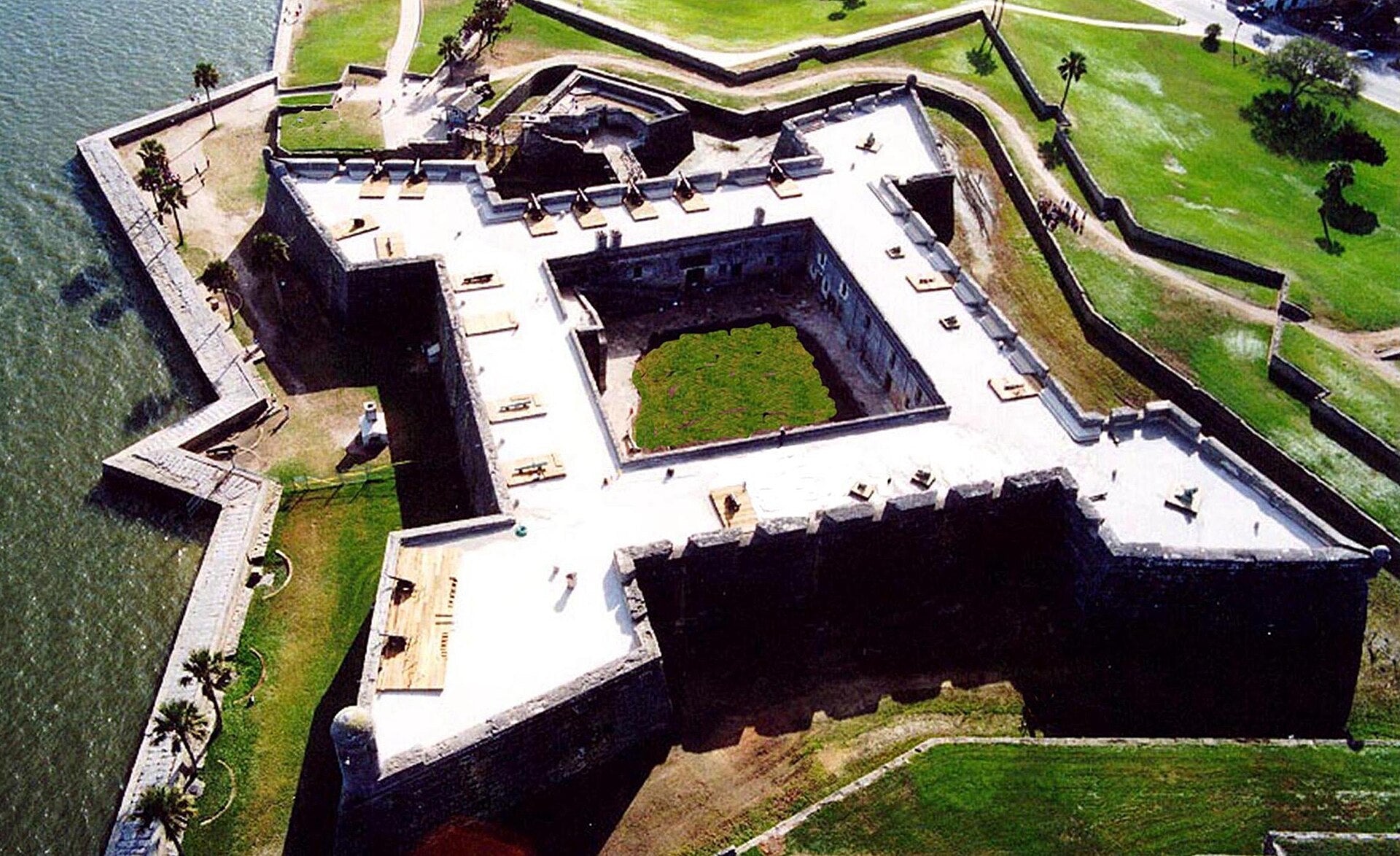 Aerial view of the Castillo de San Marcos on the St. Augustine bayfront