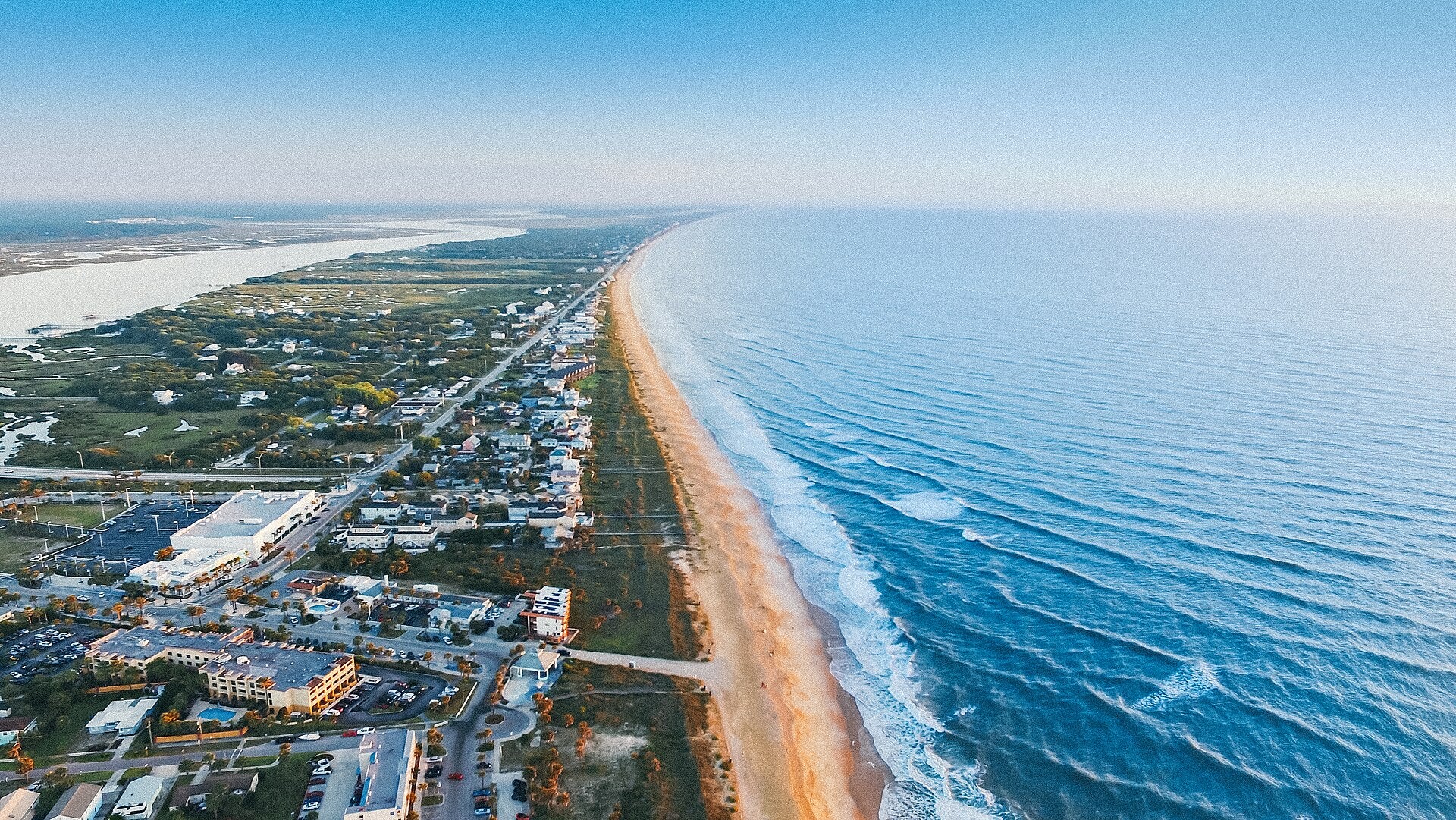 Drone view of the St. Augustine Beach coastline