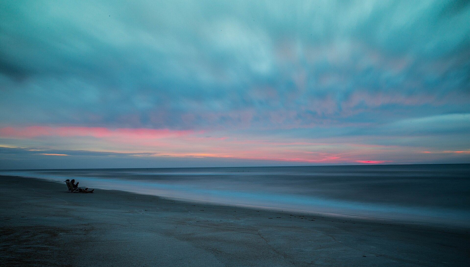 Pink and blue sunrise over the Atlantic at St. Augustine Beach